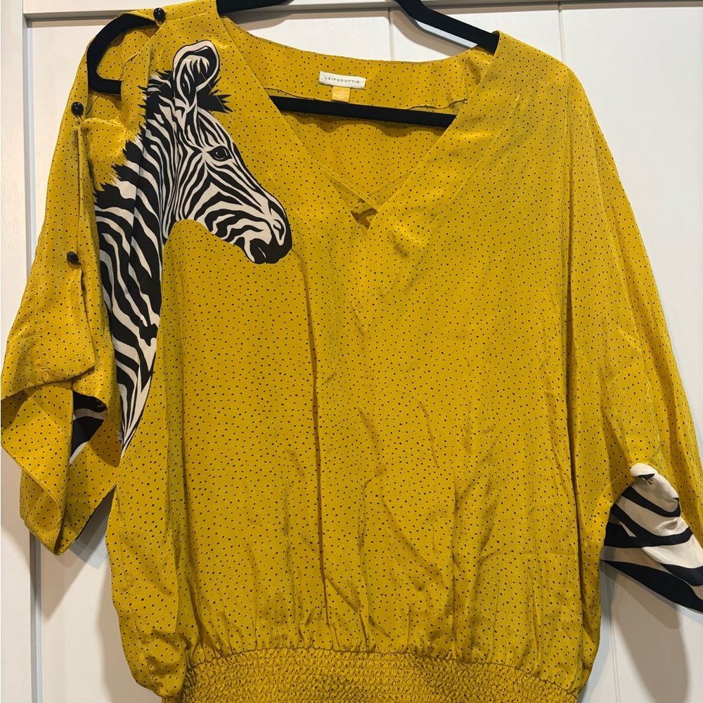 Leifsdottir Yellow Zebra Print Blouse